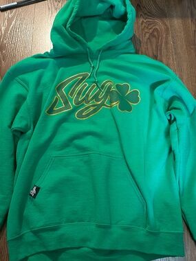 UFC Bright Green Crewneck Hoodie with Yellow-Outlined Shamrock Logo